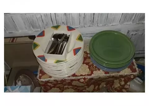 Three sets of plates & spoons